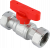 Кран шаровой FAR 3/4", накидные гайки EPDM, красн. бабочка, хром
